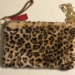 Animal print fur wristlet/shoulder bag(NWT)